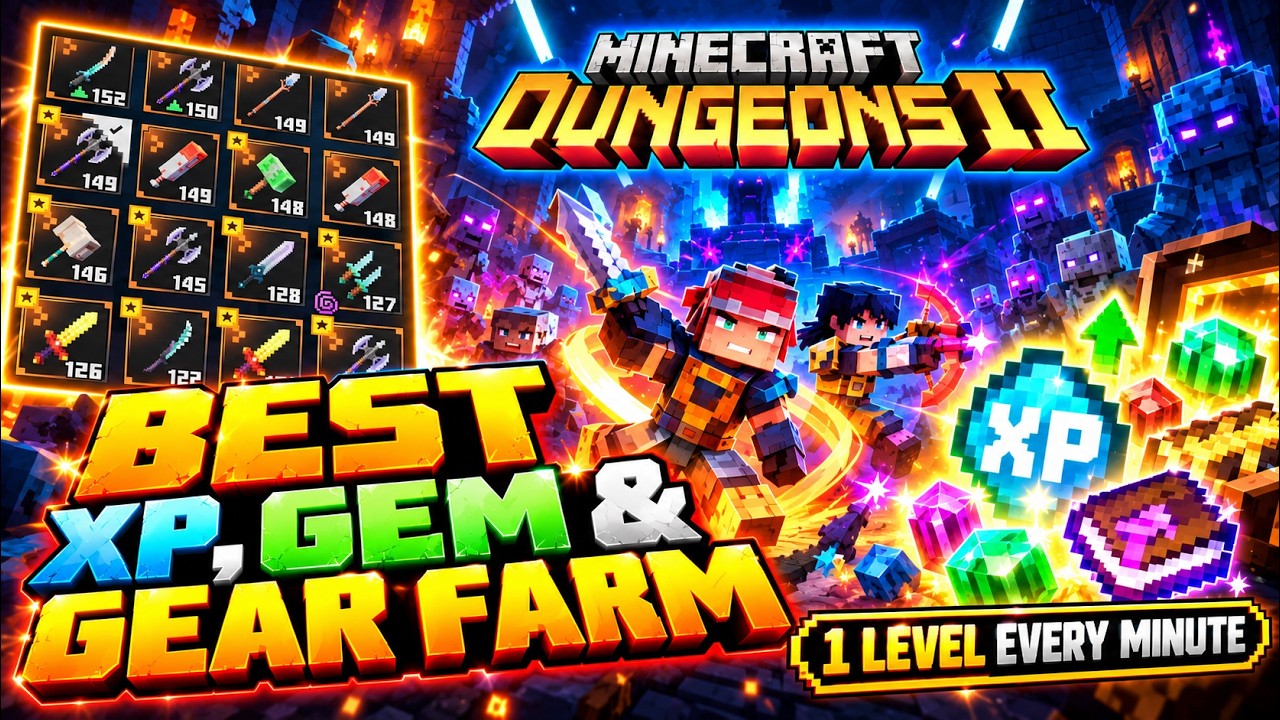 THE FASTEST XP, GEM & GEAR FARM - Minecraft Dungeons 2