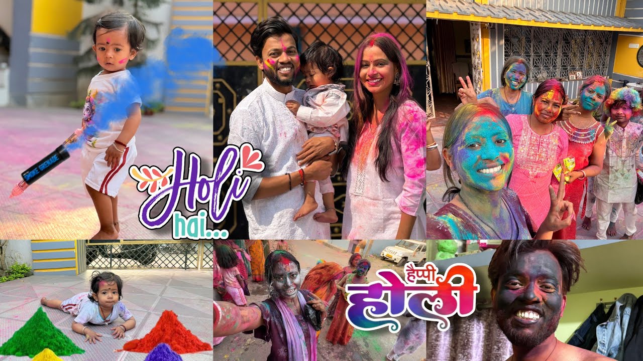 Manya ki first Holi 🌈 || Sabkoi milke bhoot bana diya holi me 🤣