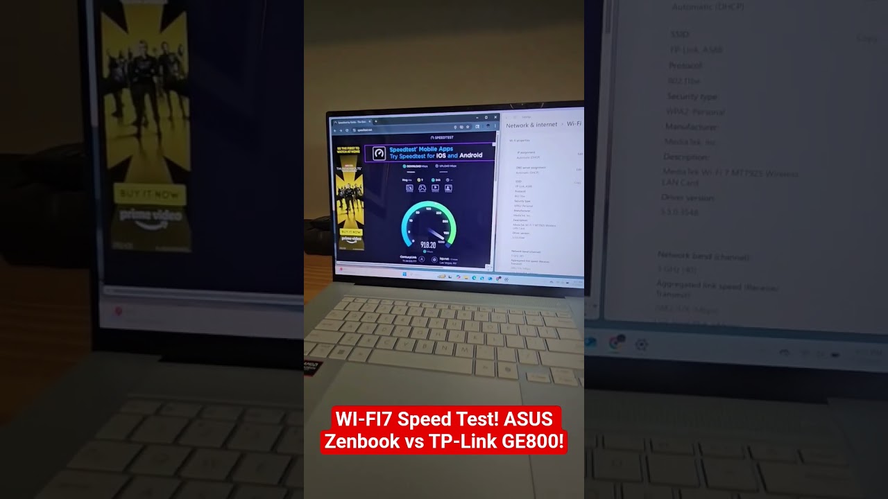 Wi-Fi7 Speed Test!!  #wifi7 #asuszenbook #tplinkrouter #wifi7speedtest