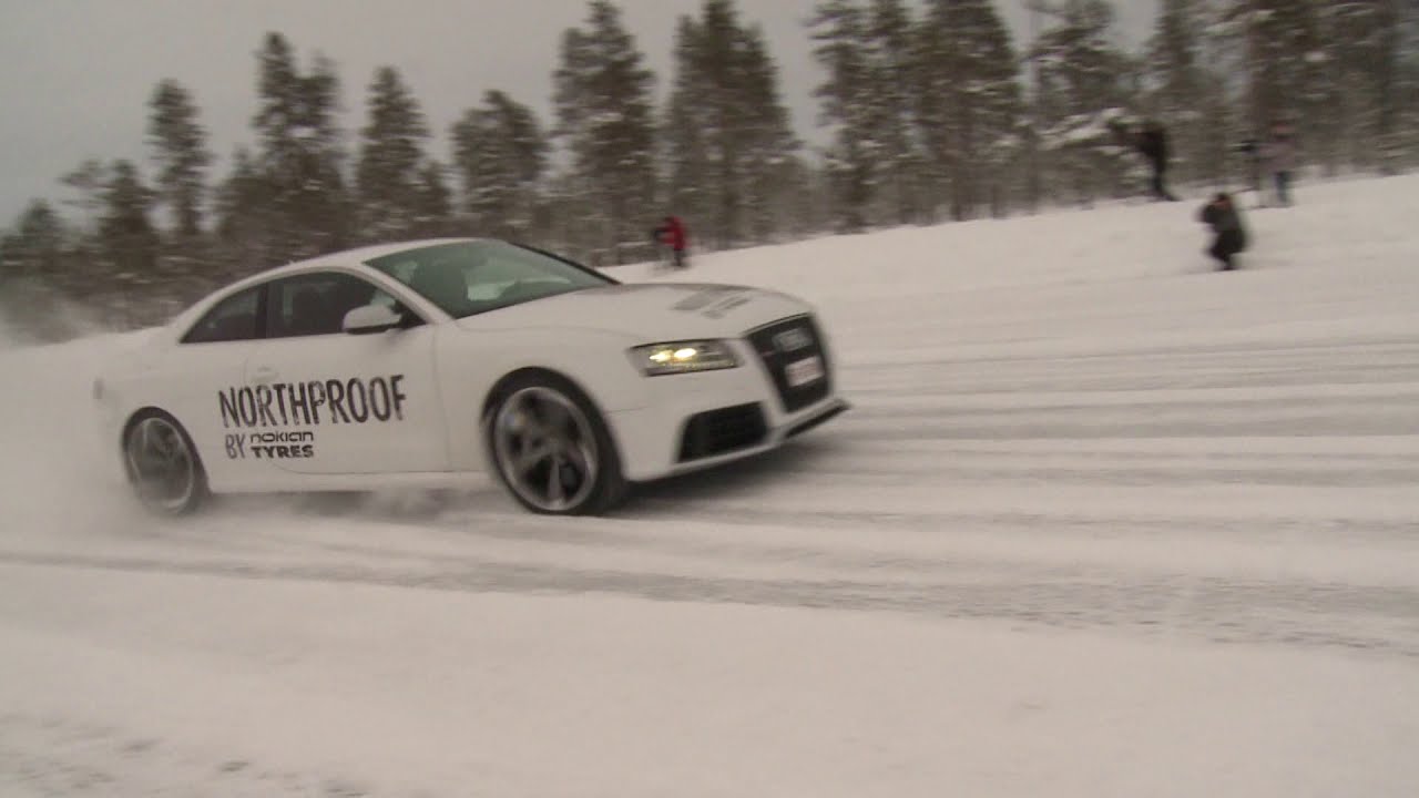 Audi RS5 Quattro Snow Drift with Nokian Tyres in Finland