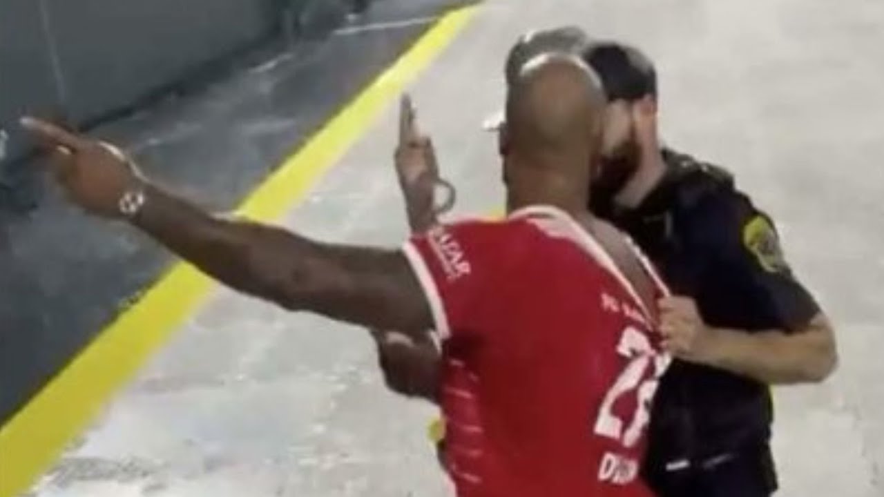 Green Bay Packers' AJ Dillon shoved by police during Lambeau Leap at Man City vs Bayern Munich match