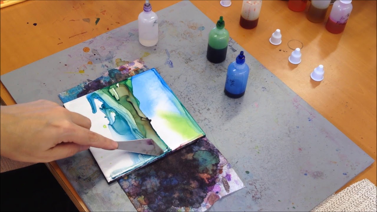 ALCOHOL INK Abstract Landscape Painting
