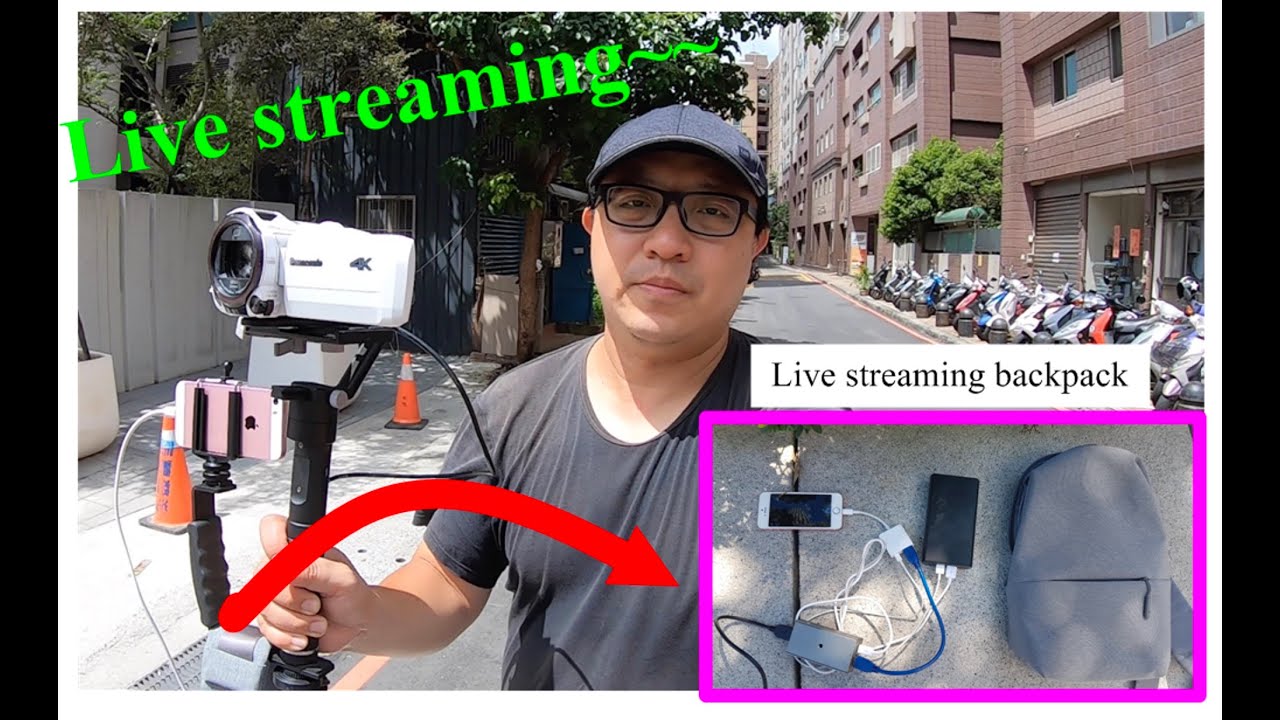 Panasonic HC-W590M  live stream on iOS with IRL outdoors streaming backpack
