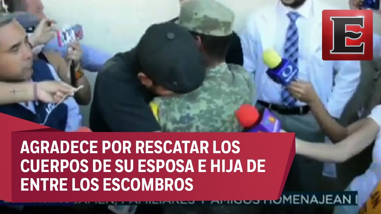 Familiar de víctimas por sismo en Jojutla conoce a su héroe militar