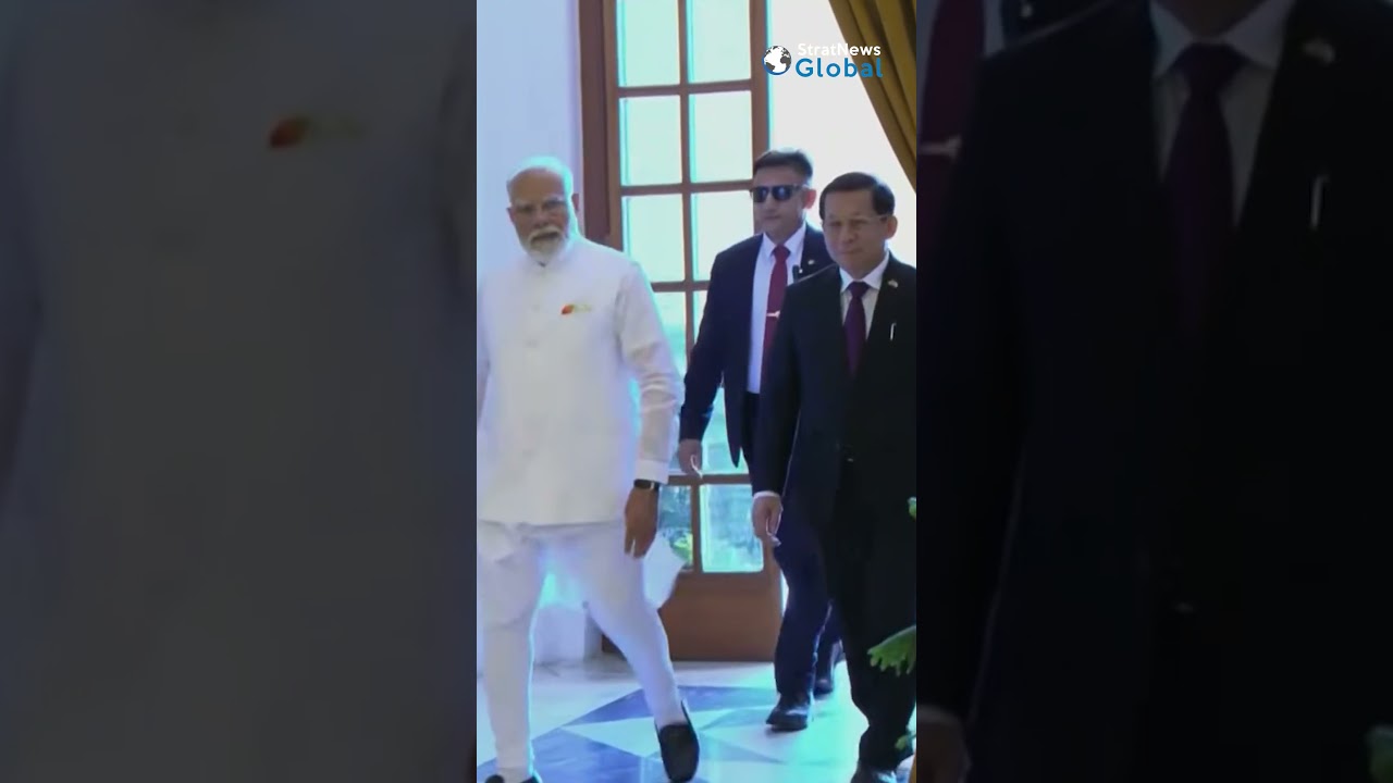 PM Modi meets Myanmar President U Min Aung Hlaing at Hyderabad House, New Delhi | #shorts #modi