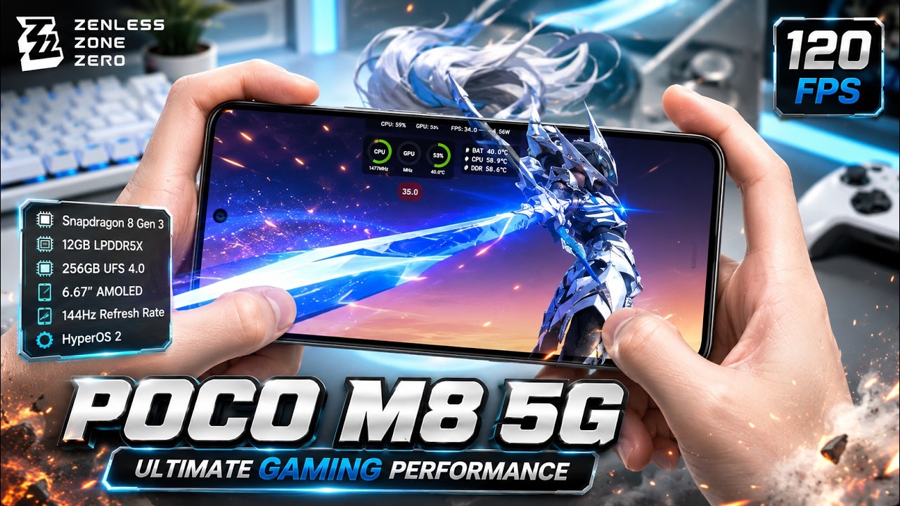 POCO M8 5G Zenless Zone Zero (ZZZ) Gaming Test | Snapdragon 6 Gen 3, 120Hz AMOLED Display