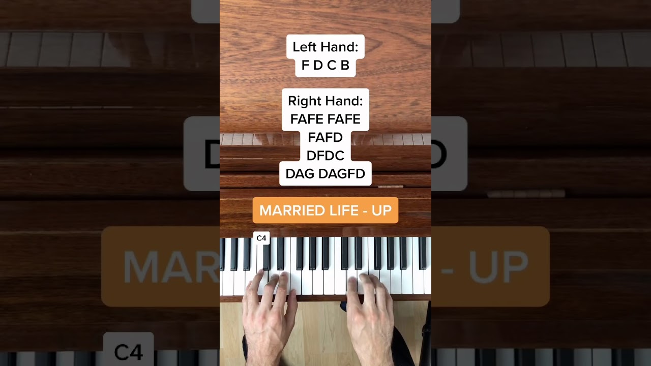 Married Life - Up (EASY Piano Tutorial with Letter Notes) #Shorts