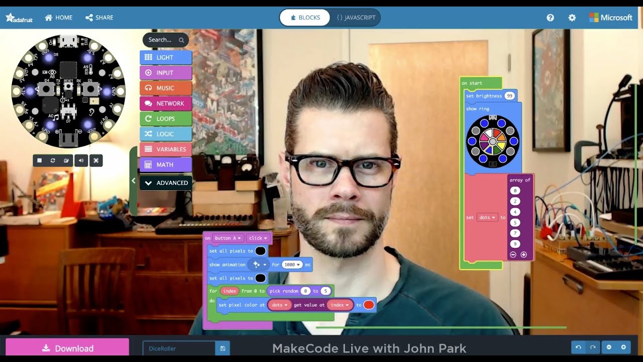MakeCode Live with John Park 4/21/20 @adafruit @msmakecode #makecode