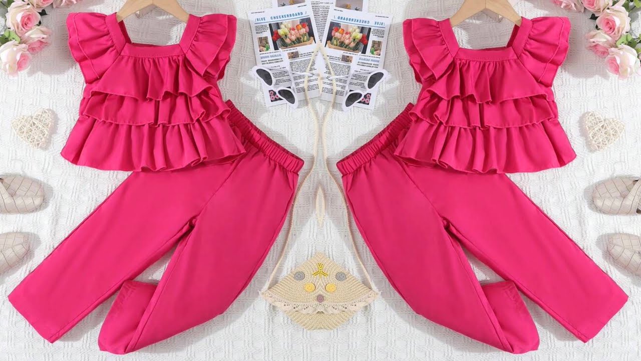 Beautiful Square Neck Layered Baby Top With Palazzo Pant Cutting and Stitching | Trendy Baby Dress