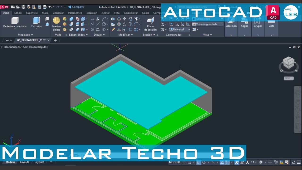 Modelar Techo de una Vivienda en 3D con AutoCAD