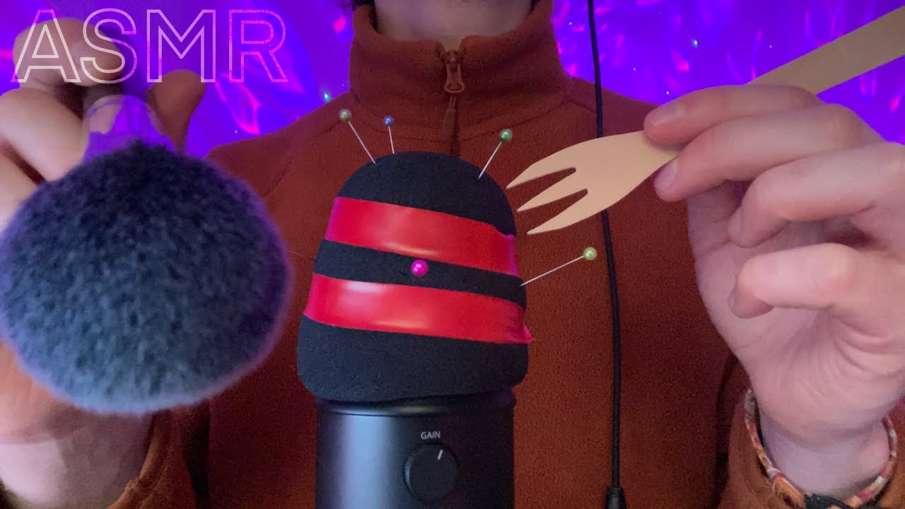 ASMR • Случайные микрофонные триггеры! (Чистка микрофона, царапание, заклеивание микрофона лентой...