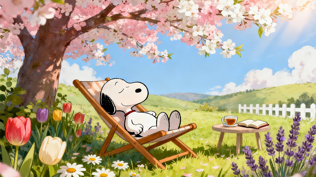 Snoopy's Peaceful Spring Morning 🌸 Relaxing Lofi Beats for Calm & Work ☀️ Chill Spring Vibes