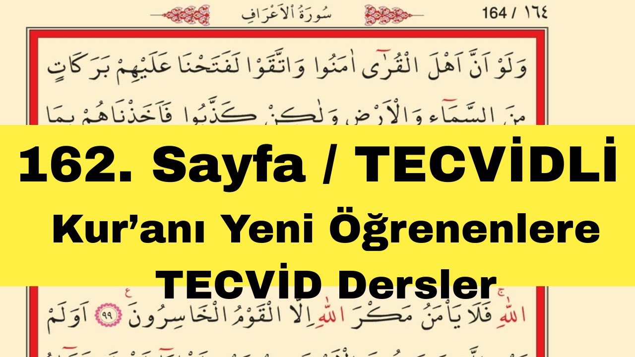 162. Sayfa / Kur'anı Yeni Öğrenenler için Tecvitli Okuma Dersi / 262. Ders #yeşilhoca