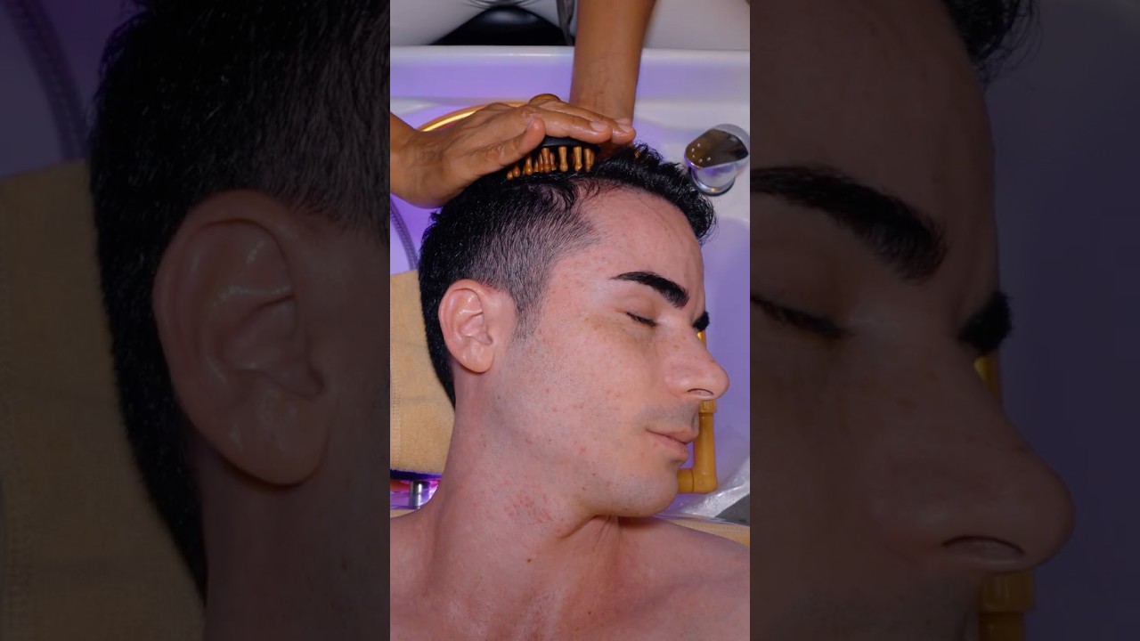 ASMR: Relaxing Thai Head Oil & Water Massage with Scalp Check #shorts