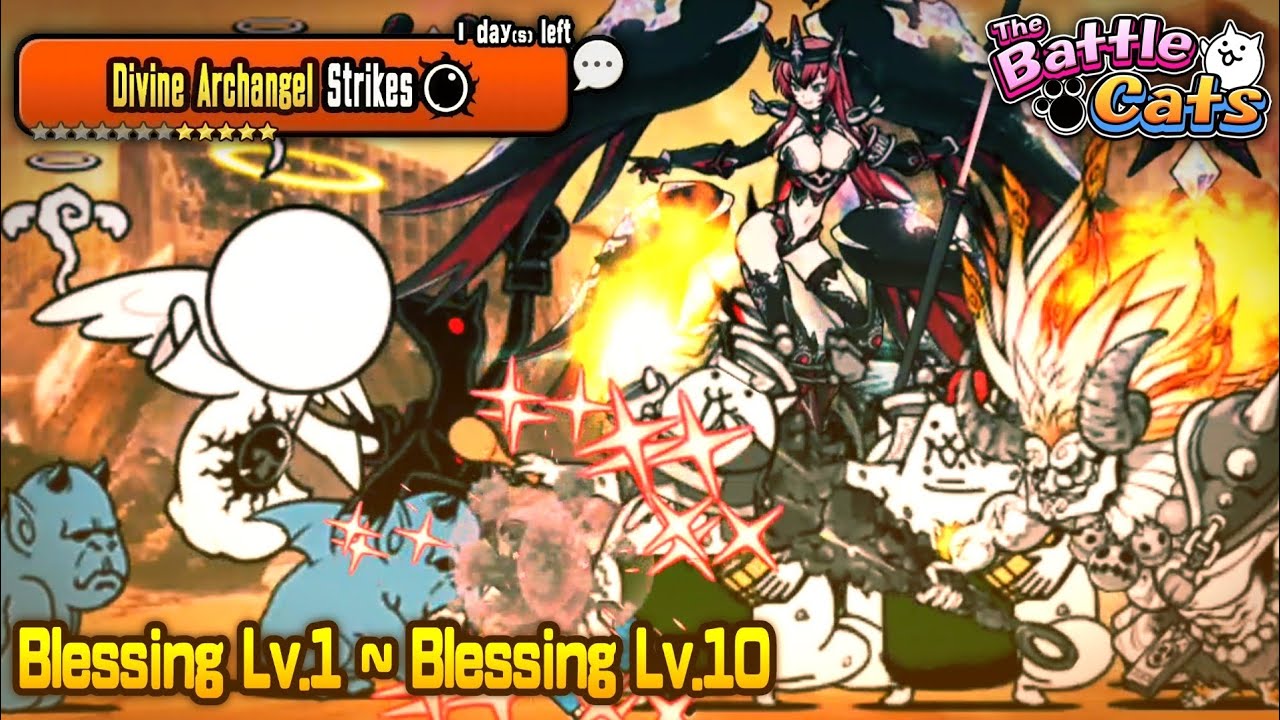 The Battle Cats - Blessing Lv.1~Blessing Lv.10 - Divine Archangel Strikes