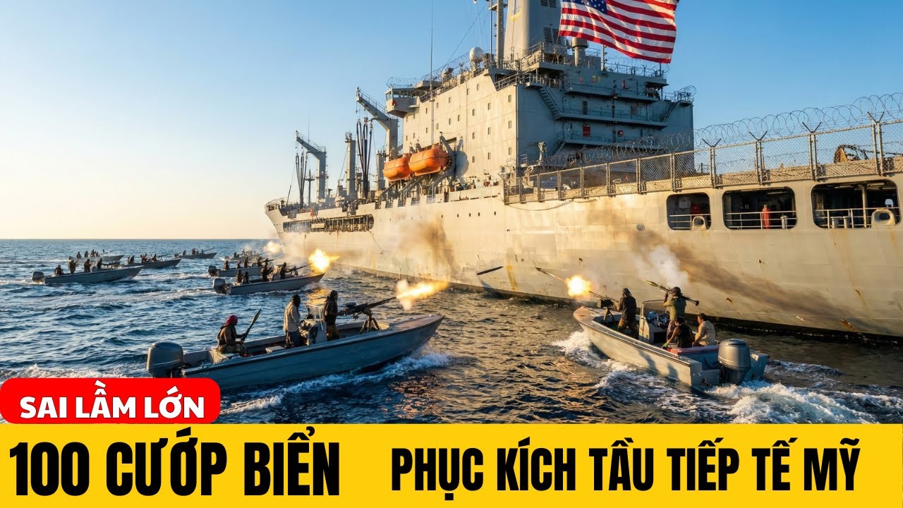 100 Tên Cướp Biển Somalia Phục Kích Nhầm Tàu Tiếp Tế Hải Quân Mỹ - Và Dính Bẫy Nặng