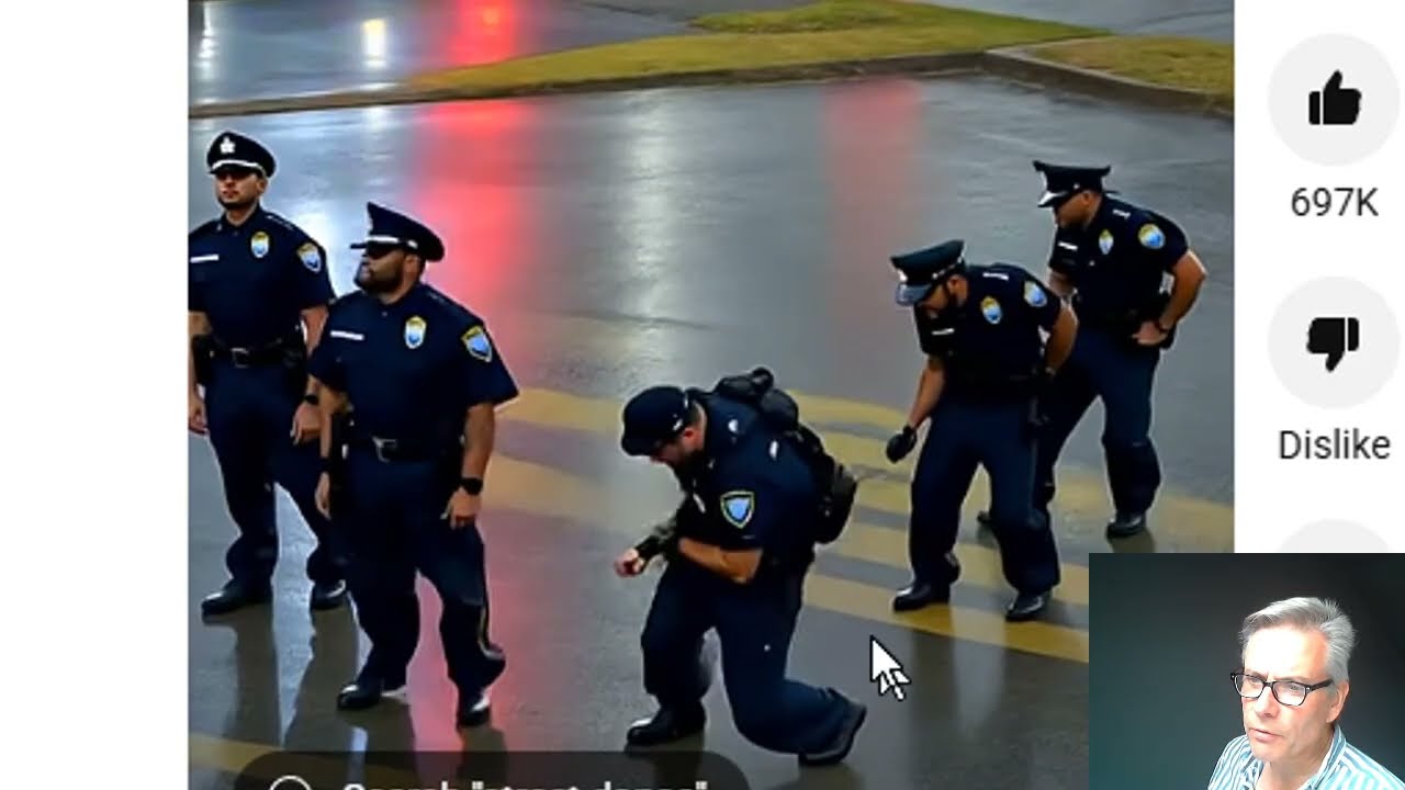 HOW TO SPOT A FAKE AI VIDEO: Police dance video is faked, Robin Thicke, blurred lines.