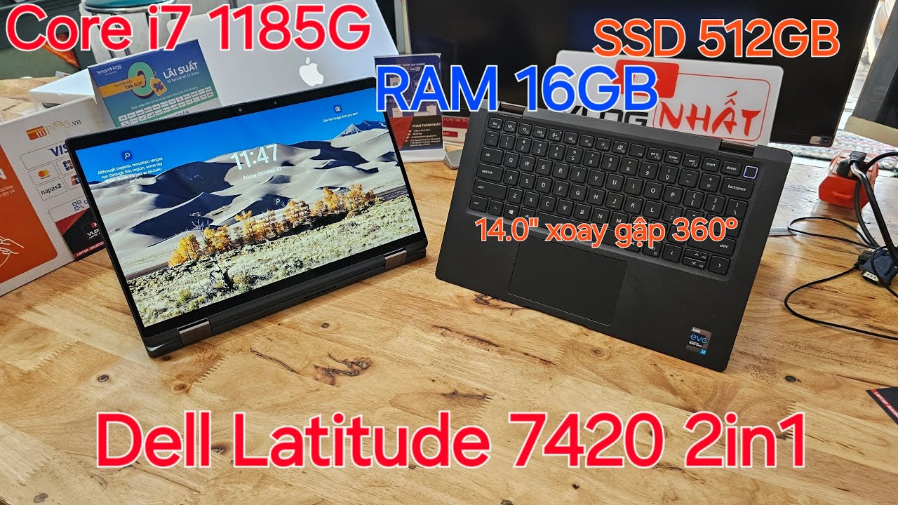 Dell Latitude 7420 2in1 | Core i7 1185G7, RAM 16GB, SSD 512GB, 14" Cảm ứng Full HD IPS xoay gập 360°