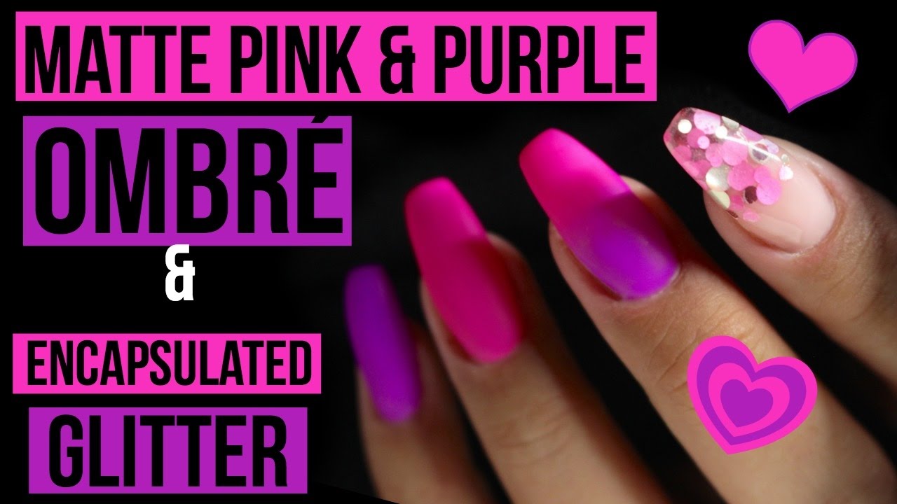 💜💗MATTE PINK & PURPLE GEL POLISH OMBRÉ | ENCAPSULATED CHUNKY GLITTER | CJP 💗💜