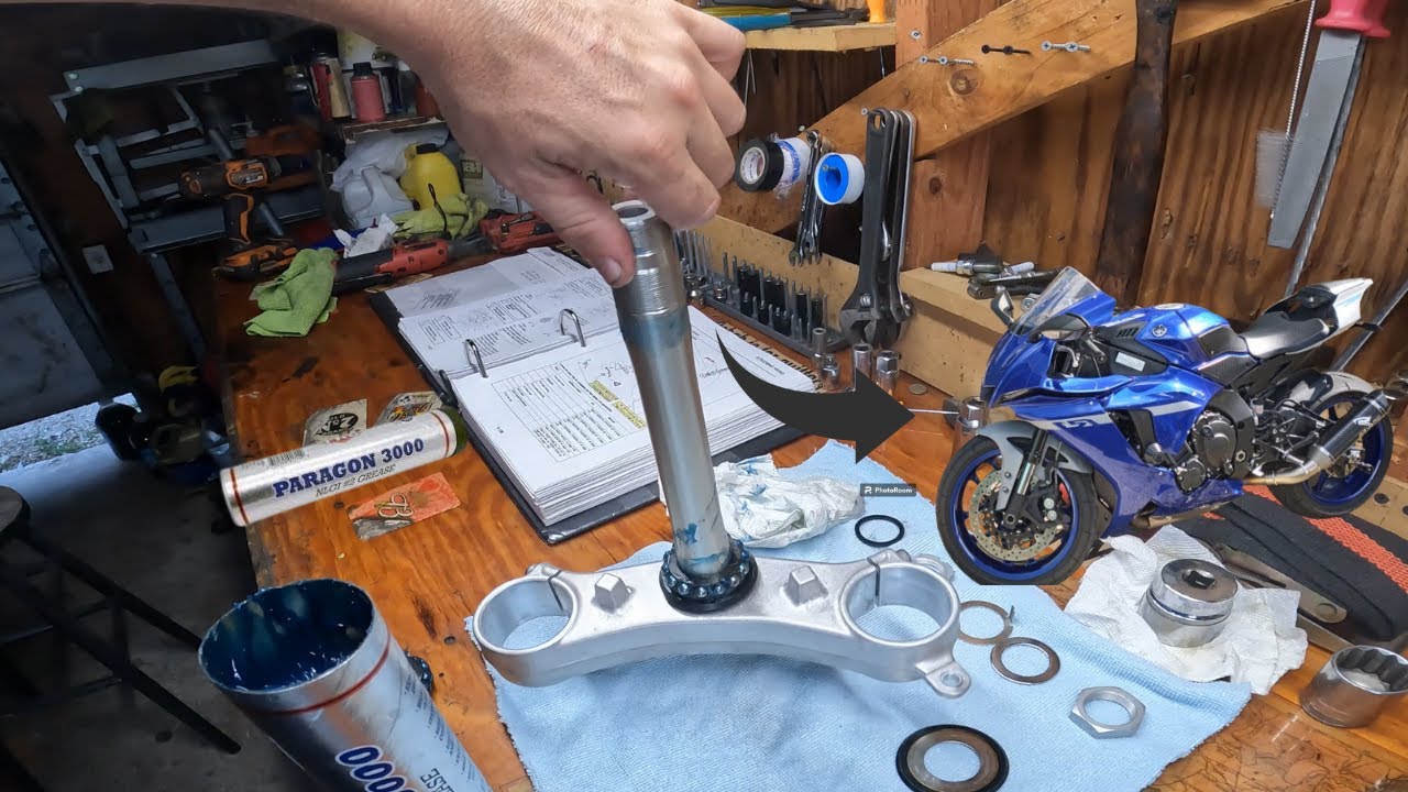 2021 Yamaha R1 Repacking Steering Head Bearings Part 2