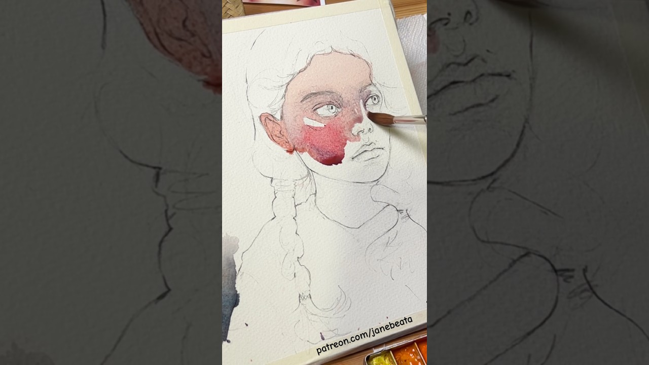 #watercolorportrait Multicolor skin color - first wash application #watercolortechniques #art