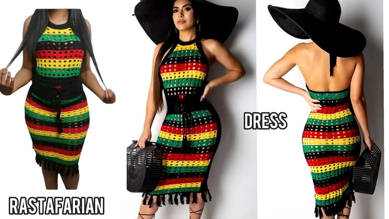 [Tutorial] How to Crochet A Rastafarian Halter Dress - C_Clean Crochê