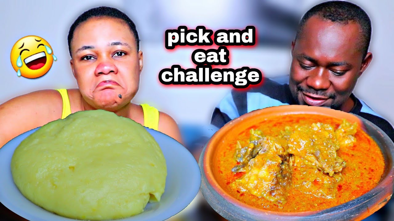 Pick and Eat mukbang challenge |fufu with okro assorted meat soup mukbang |African food mukbang