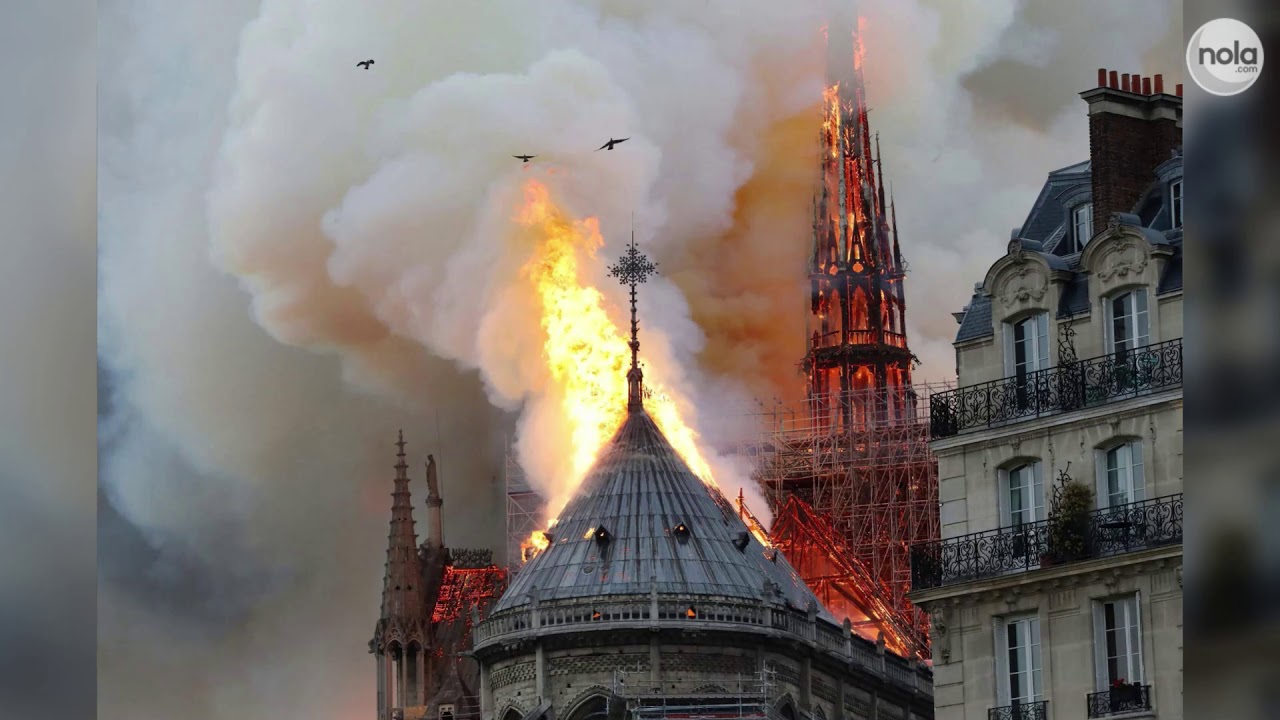 A fire engulfs Notre Dame cathedral