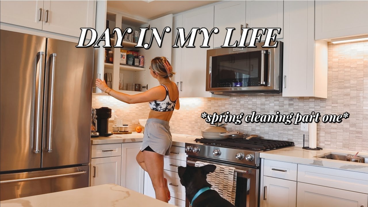 DAY IN MY LIFE: spring cleaning + reorganizing my *entire* kitchen (part 1)