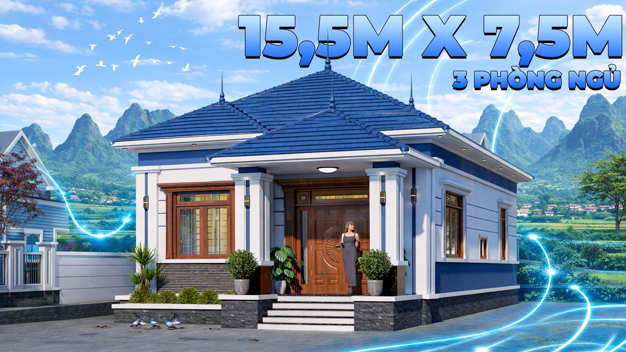 Trọn Bộ Mẫu Nhà Cấp 4 Mái Nhật 3 Phòng Ngủ Hiện Đại Tại Nghệ An | MN04489