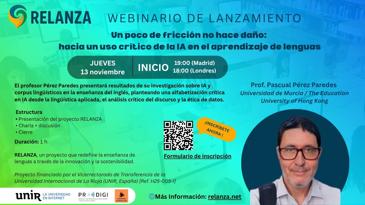Hacia un uso crítico de la IA en el aprendizaje de lenguas (Pascual Pérez-Paredes)