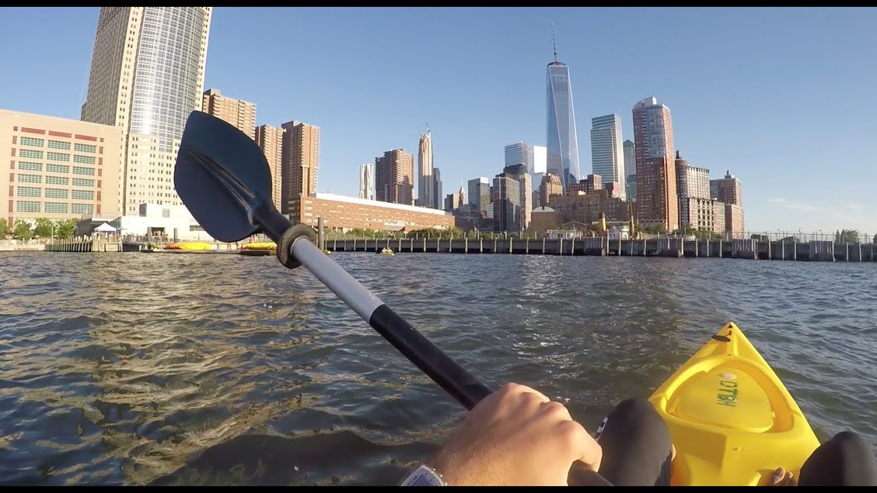 New York Summer day at pier 25 and Kayaking at Pier 26 - Hudson River NYC