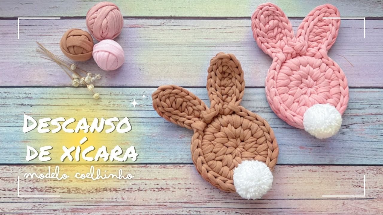 Descanso de xícara - Porta Copos em Crochê | Modelo Coelhinho