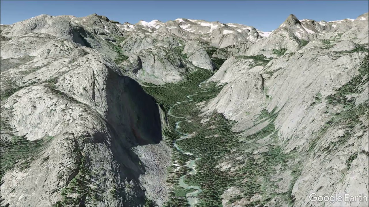 Wyoming Rocky Mountains spectacular flying tour in Google Earth
