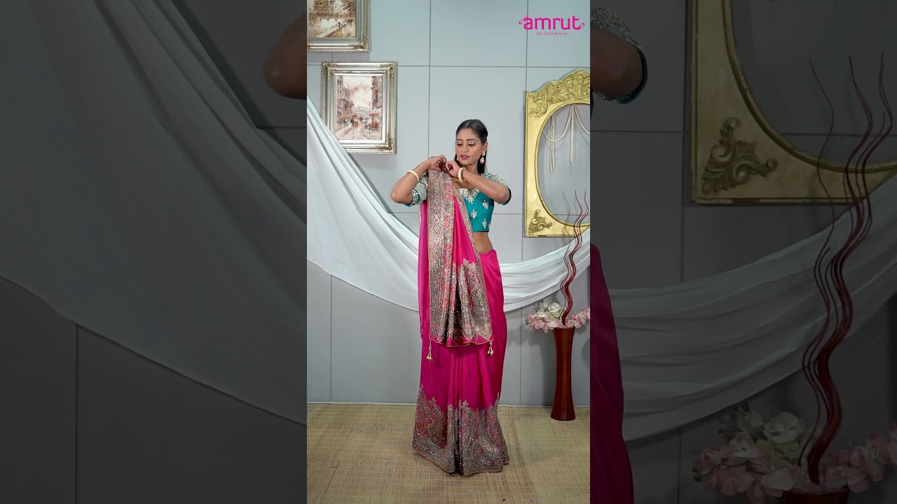 Let the elegance of a Gujarati draped saree tell your story of grace and tradition. #gujaratisaree