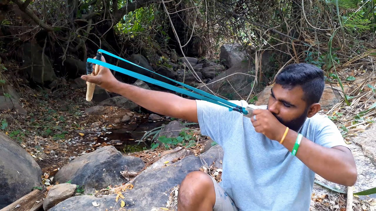Making a Stone Shooter Stick (Slingshot Shooting) - Ranga's life  😍