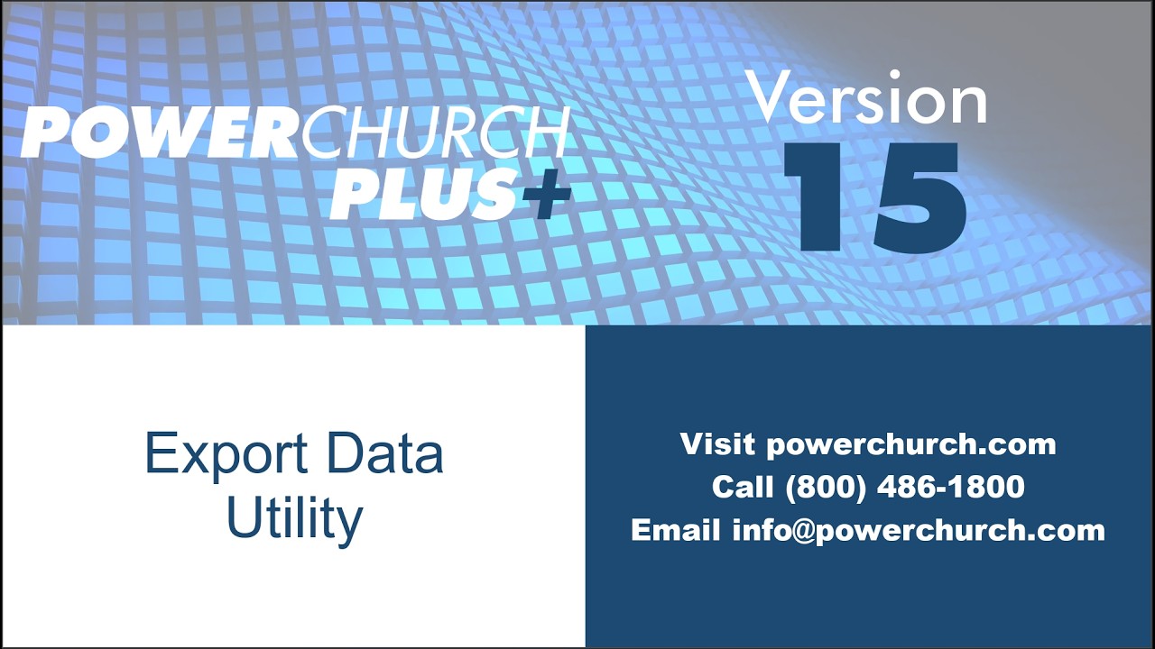 Version 15 - Export Data Utility