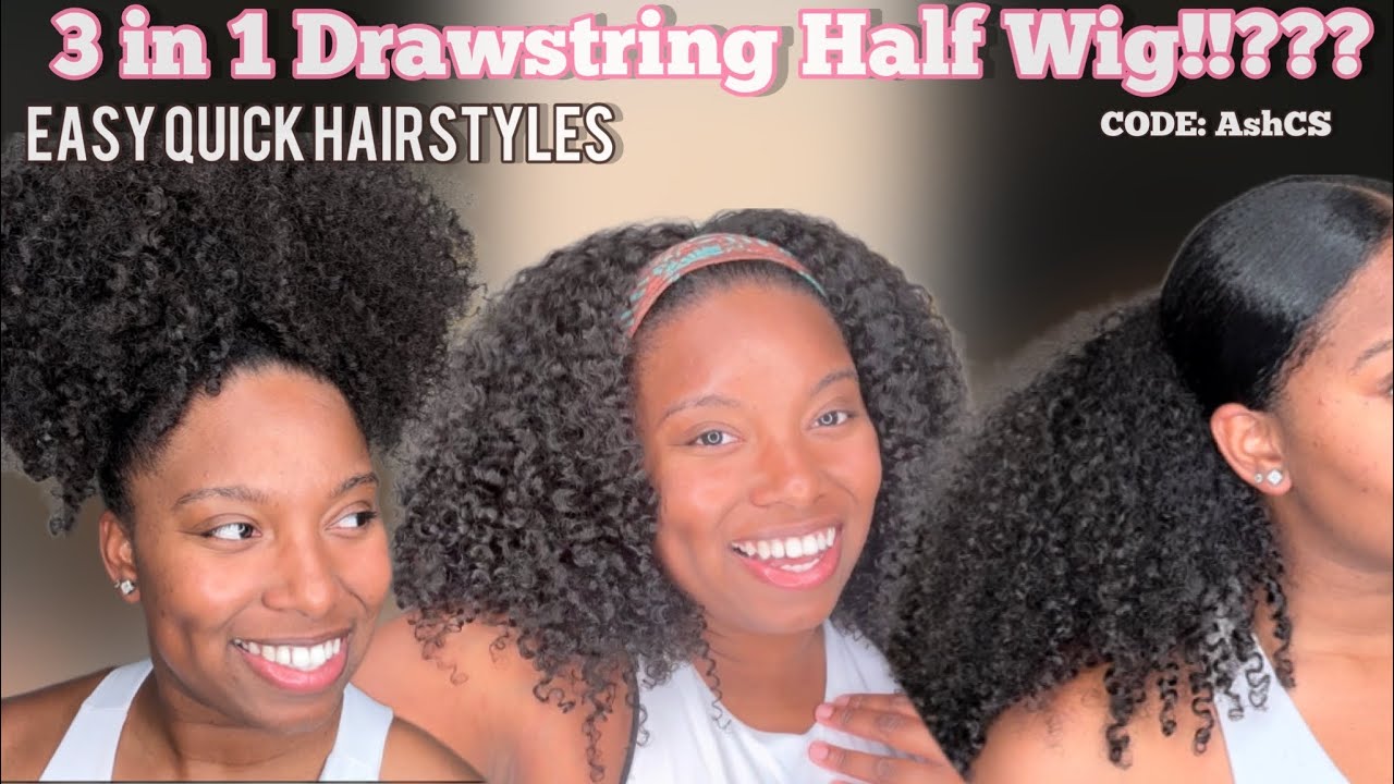 OMG!!!! FAKE NATURAL HAIR GROWTH IN MINUTES  + Cute Styles using 3 in 1 Half Wig ft. HerGivenHair