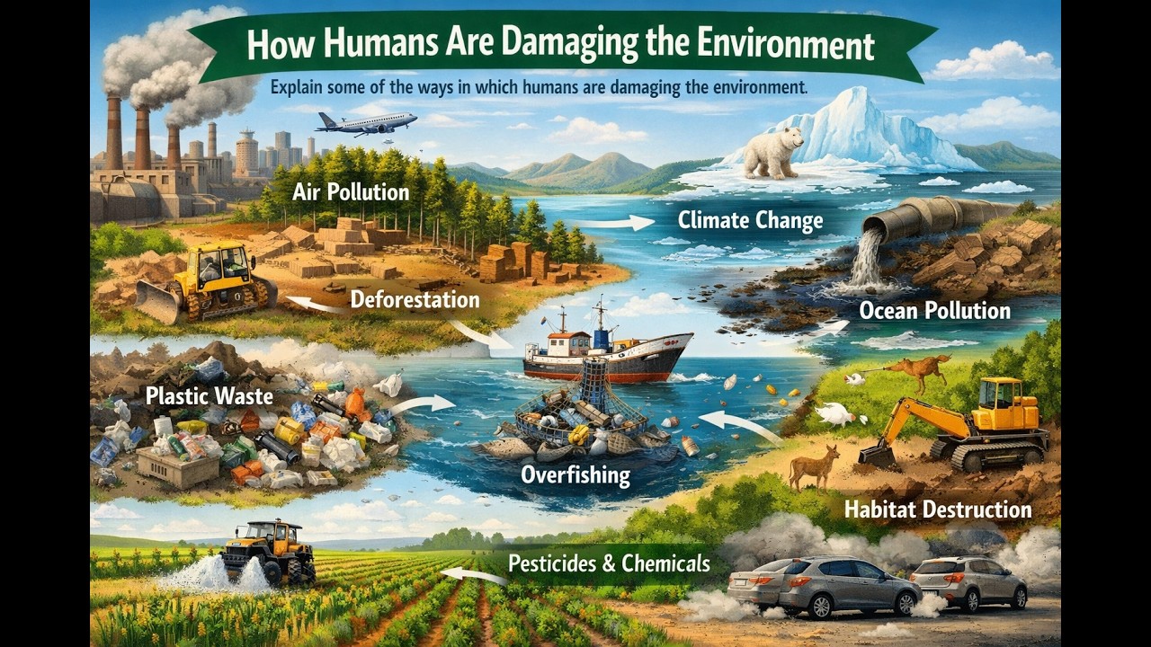 IELTS Writing -Task2 - Explain some of the ways in which humans are damaging the environment.