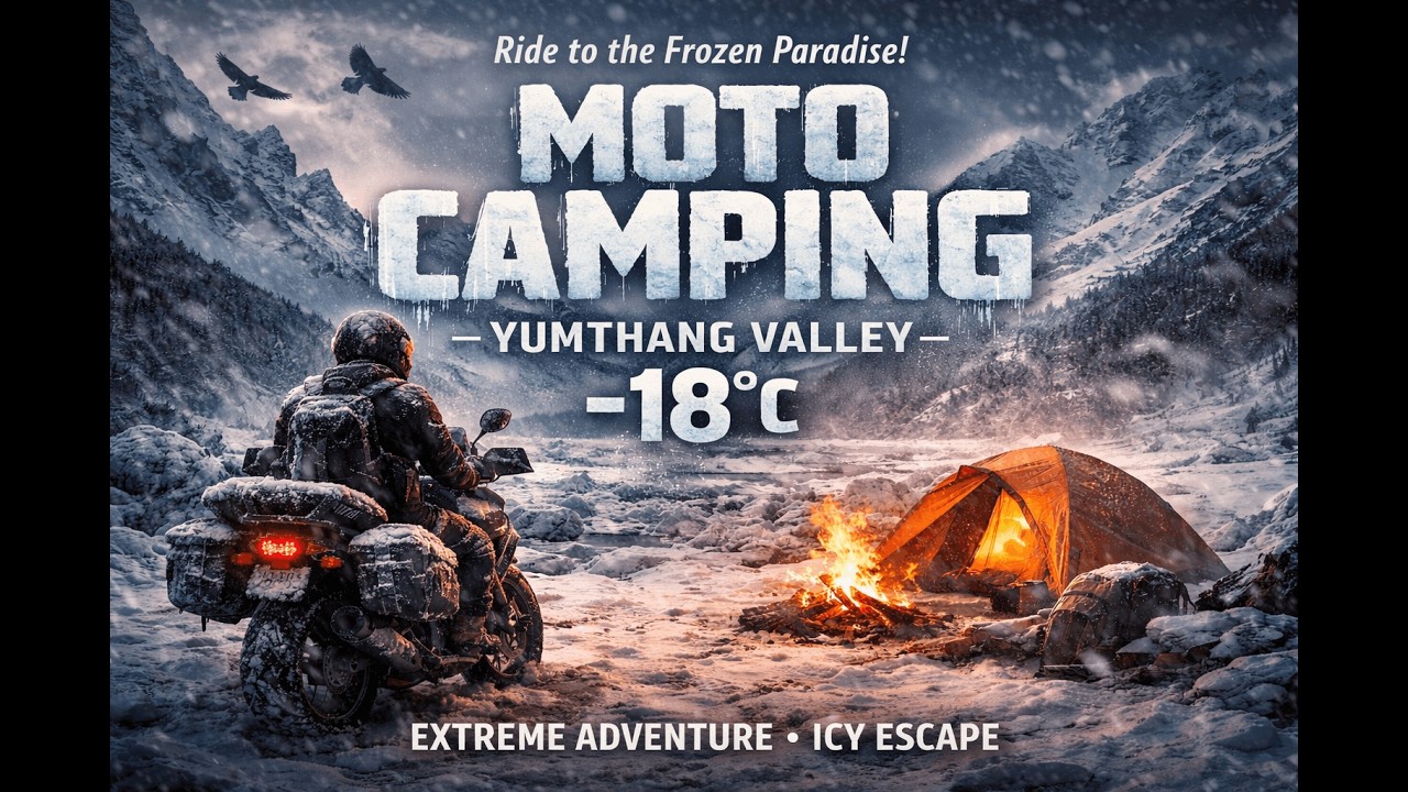 Moto Camping in Yumthang Valley at -18°C ❄️ | Frozen Night in Sikkim