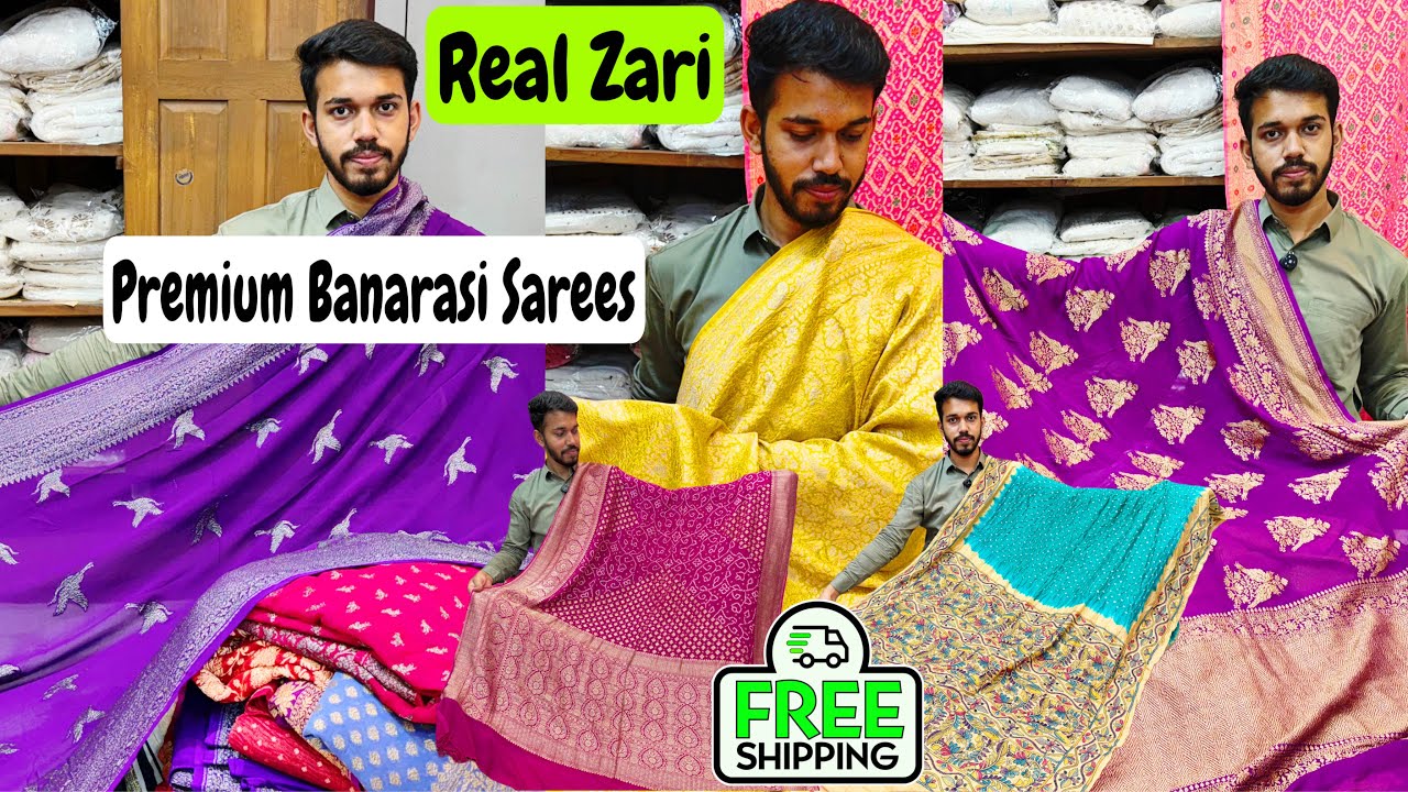 Rich Banarasi Saree in Katan, Khaddi Georgette, Chikankari Work, Bandej, Figure Motif at Real Zari.