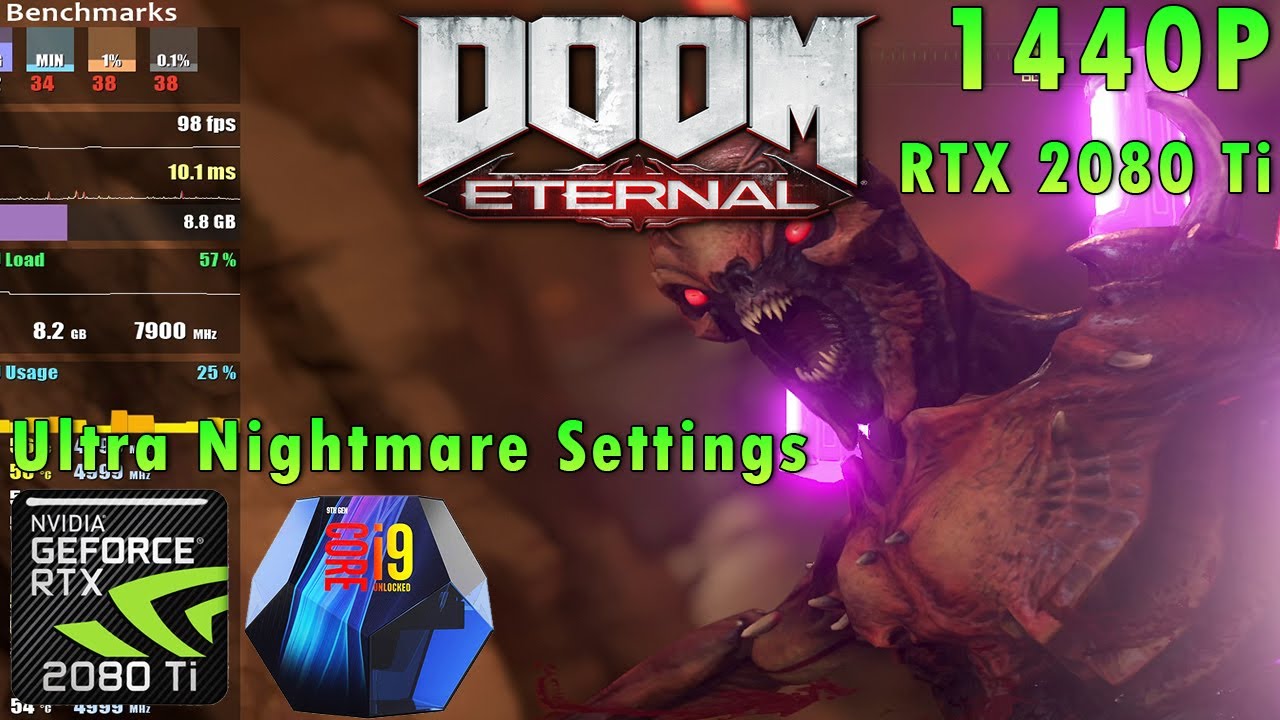 DOOM Eternal 1440p 144fps | Ultra Nightmare Settings | RTX 2080 Ti | i9 9900k 5GHZ