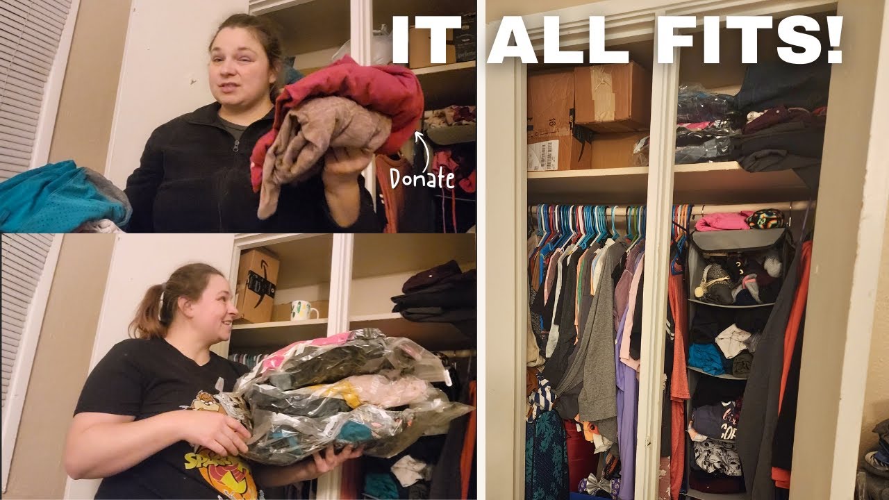 SMALL CLOSET Organization + DECLUTTER | SPACE BAGS to the Rescue!