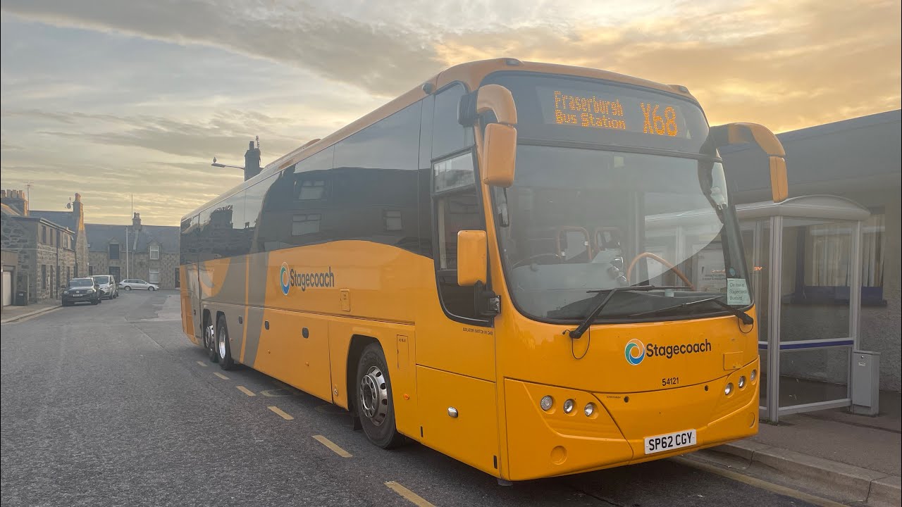 54121, Volvo B13RT Plaxton Panther 2, X67 Aberdeen to Fraserburgh *On loan to Stagecoach Bluebird*