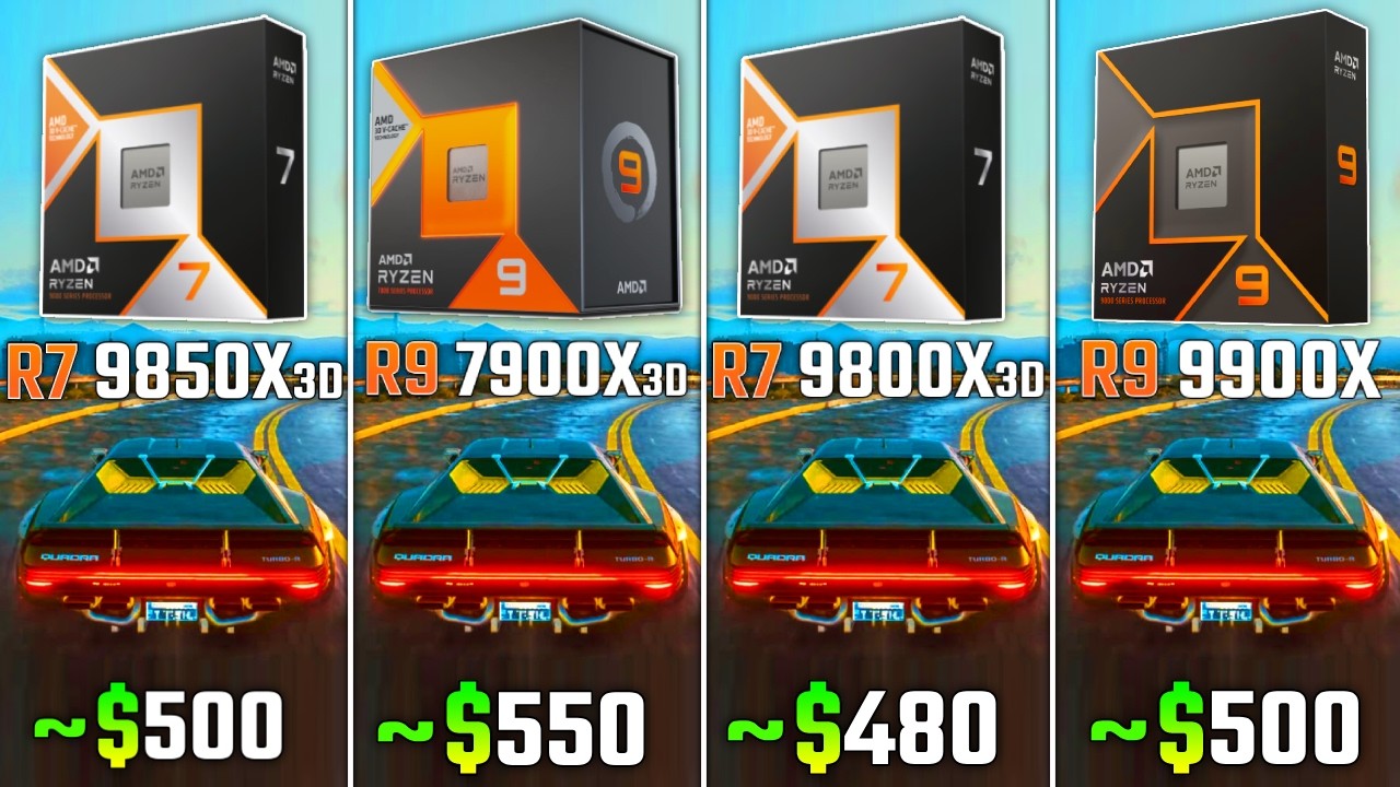 RYZEN 7 9850X3D vs RYZEN 7900X3D vs RYZEN 9800X3D vs RYZEN 9900X | Test in 6 Games