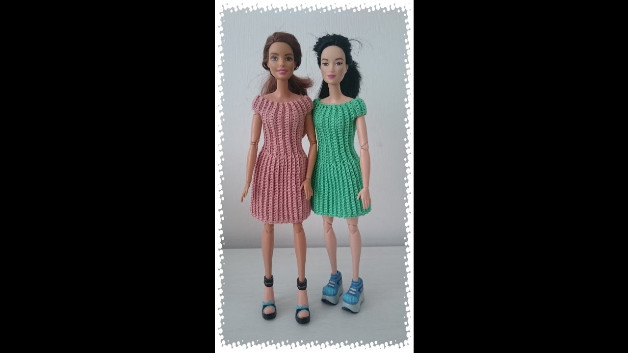 Одежда для куклы крючком  Платье резинка