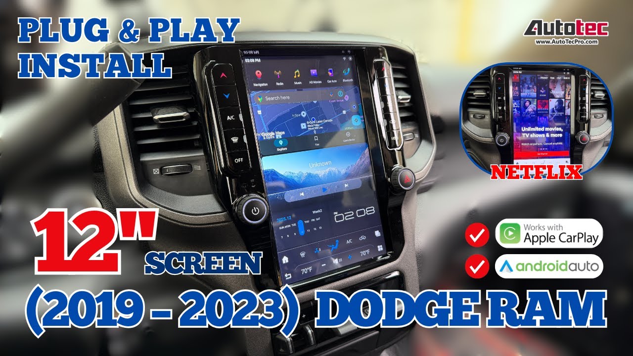 NEW Dodge RAM (2019 – 2023) 12″ HD Tesla-Style Navigation & Infotainment System