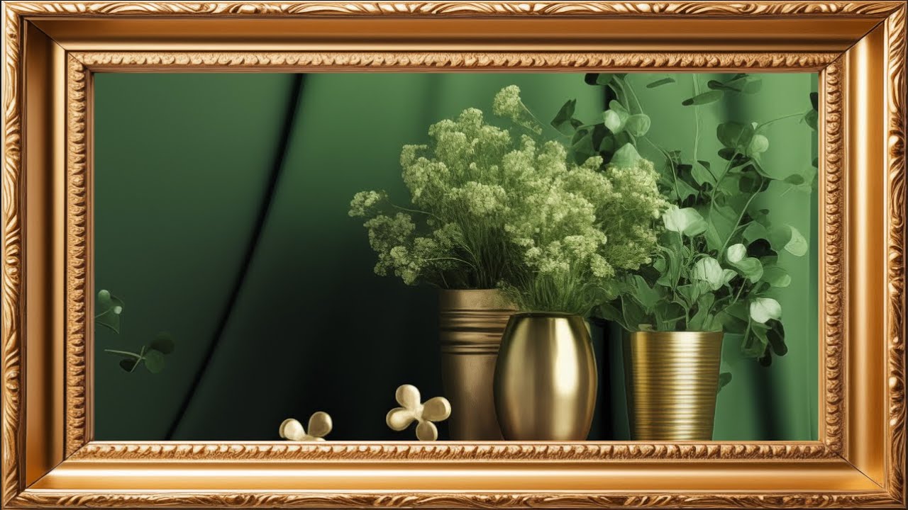 Framed TV Art - Saint Patrick's Day Clovers | St. Patty's Day TV Artwork | Party TV Screensaver