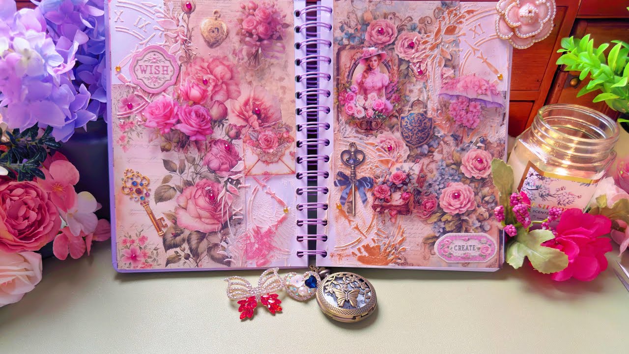ASMR Soft Wishes in Gentle Layers 🌸🕰️#newjournal #journaling #asmr #journalwithme #scrapbooking