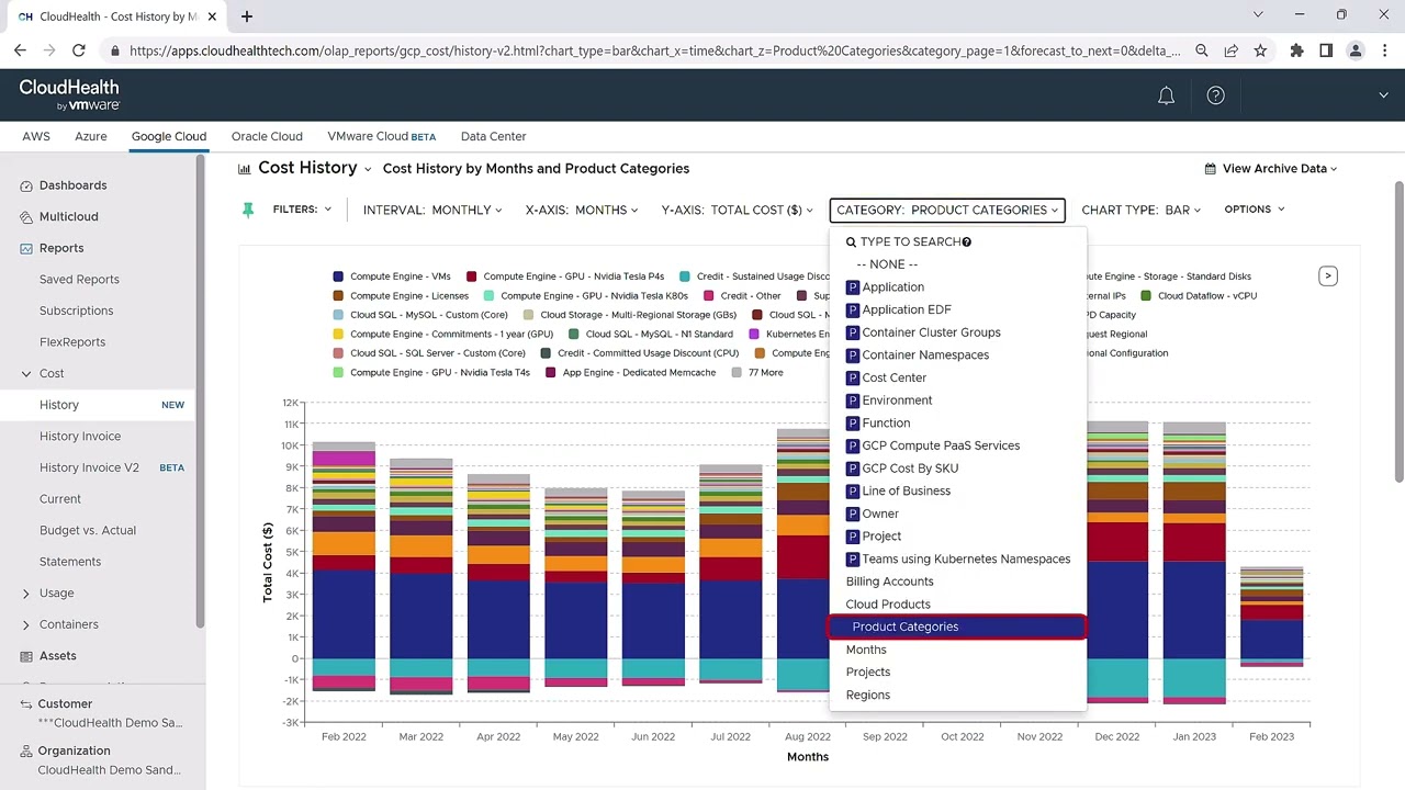 Cost History Report (GCP) - VMware Aria Cost powered by CloudHealth